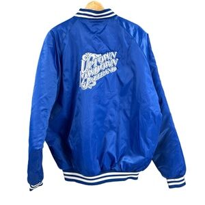 Cardinal Vintage Blue Satin Men Jacket Nylon‎ Embroidered Varsity Extra Large